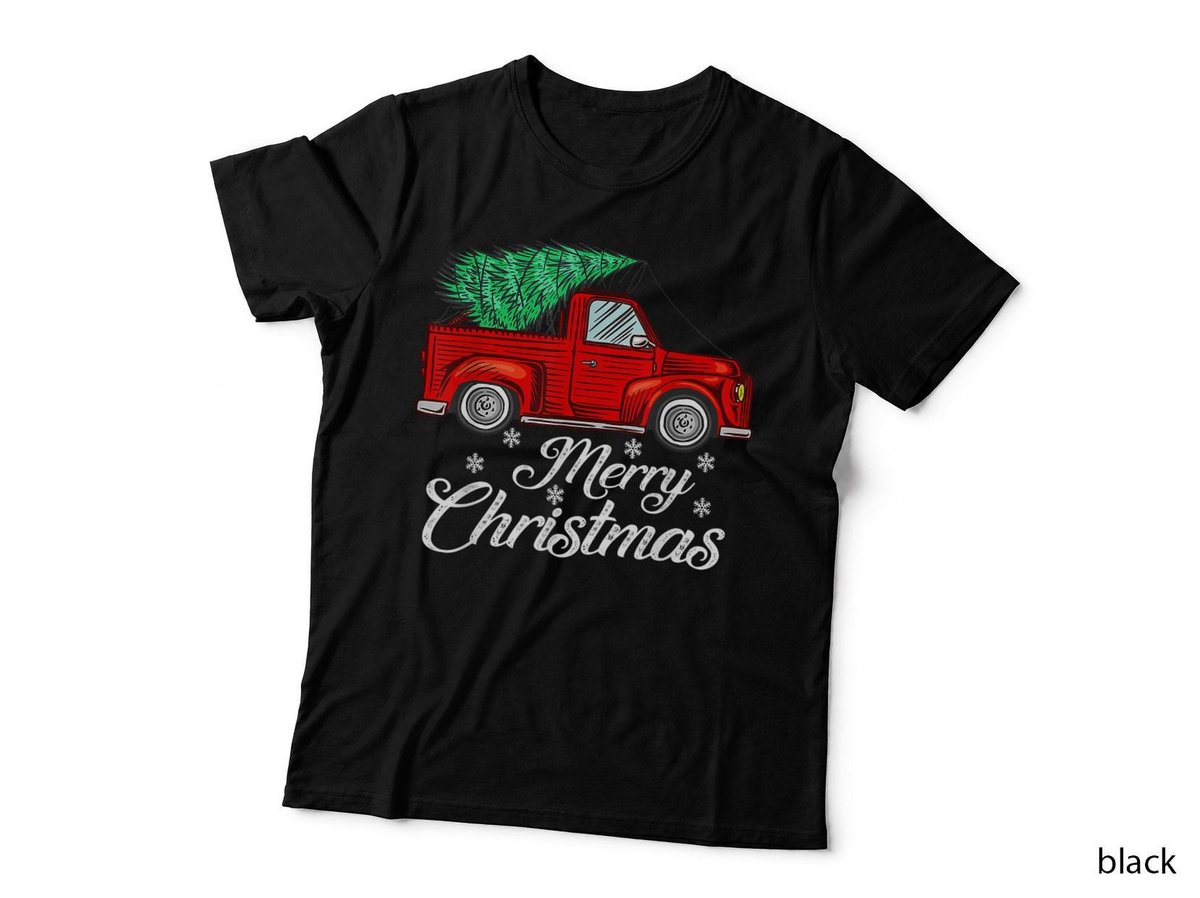 Merry Christmas Truck Tree Red Funny Family Pajama Xmas T-Shirt