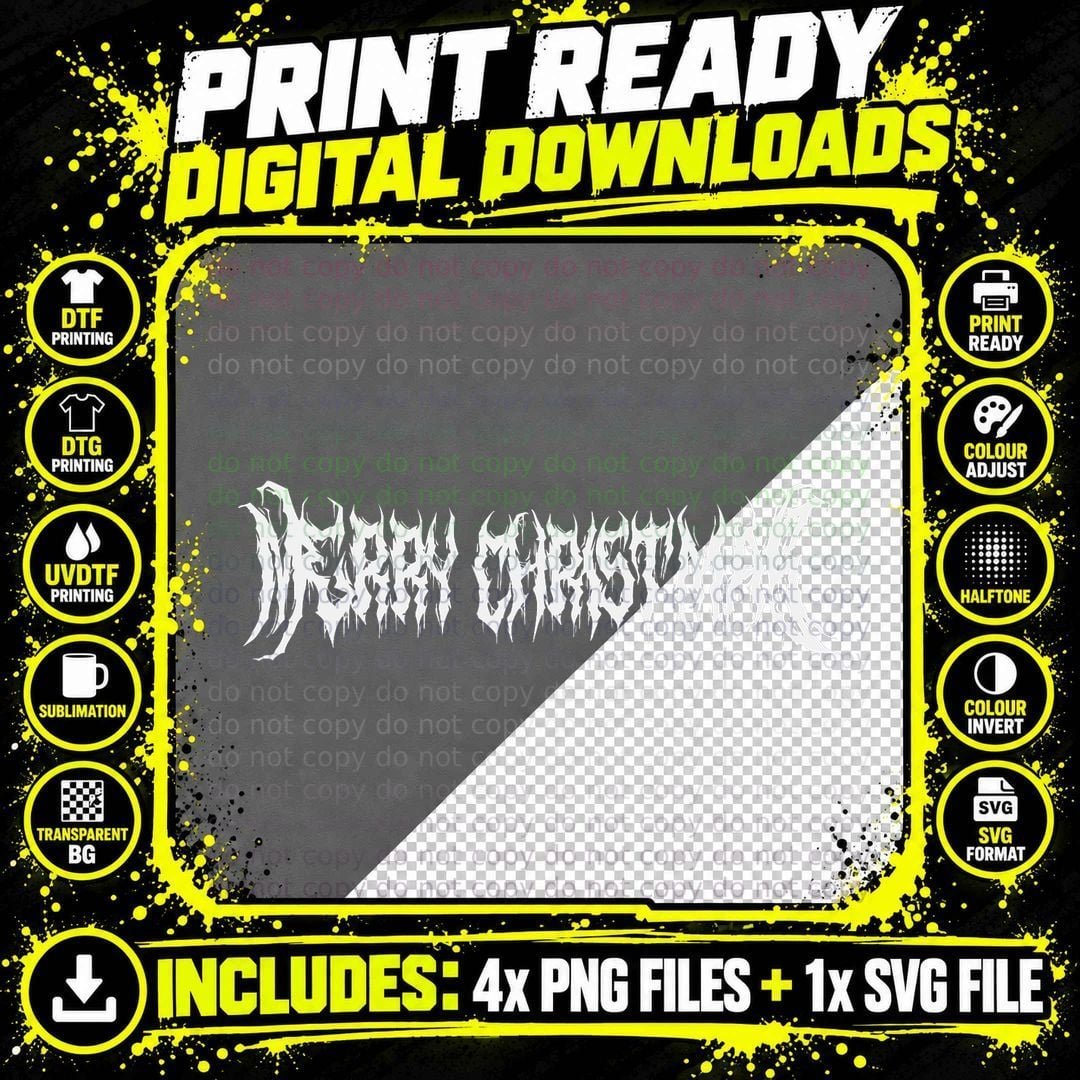 Merry Christmas. Death Metal, Black Metal Png SVG Digital Bundle