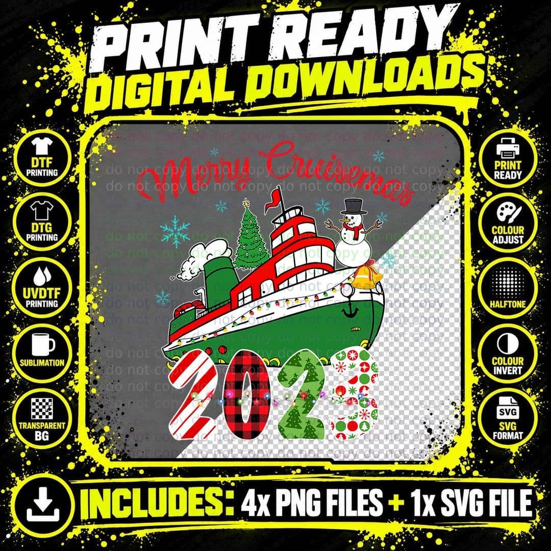Merry Cruisemas Family Cruise Christmas Boat Trip T-Shirt Png SVG Digital Bundle