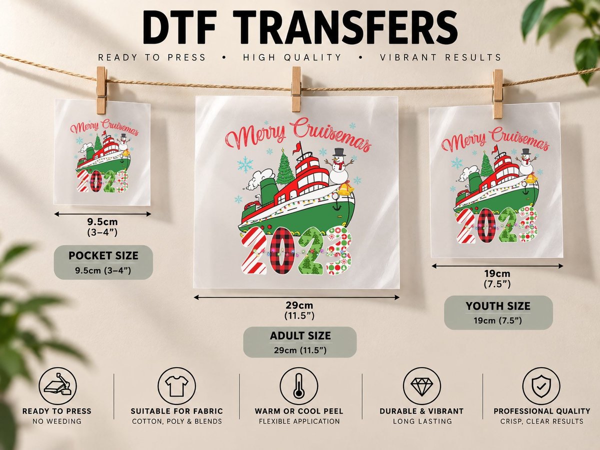 Merry Cruisemas Family Cruise Christmas Boat Trip DTF Transfer Iron On