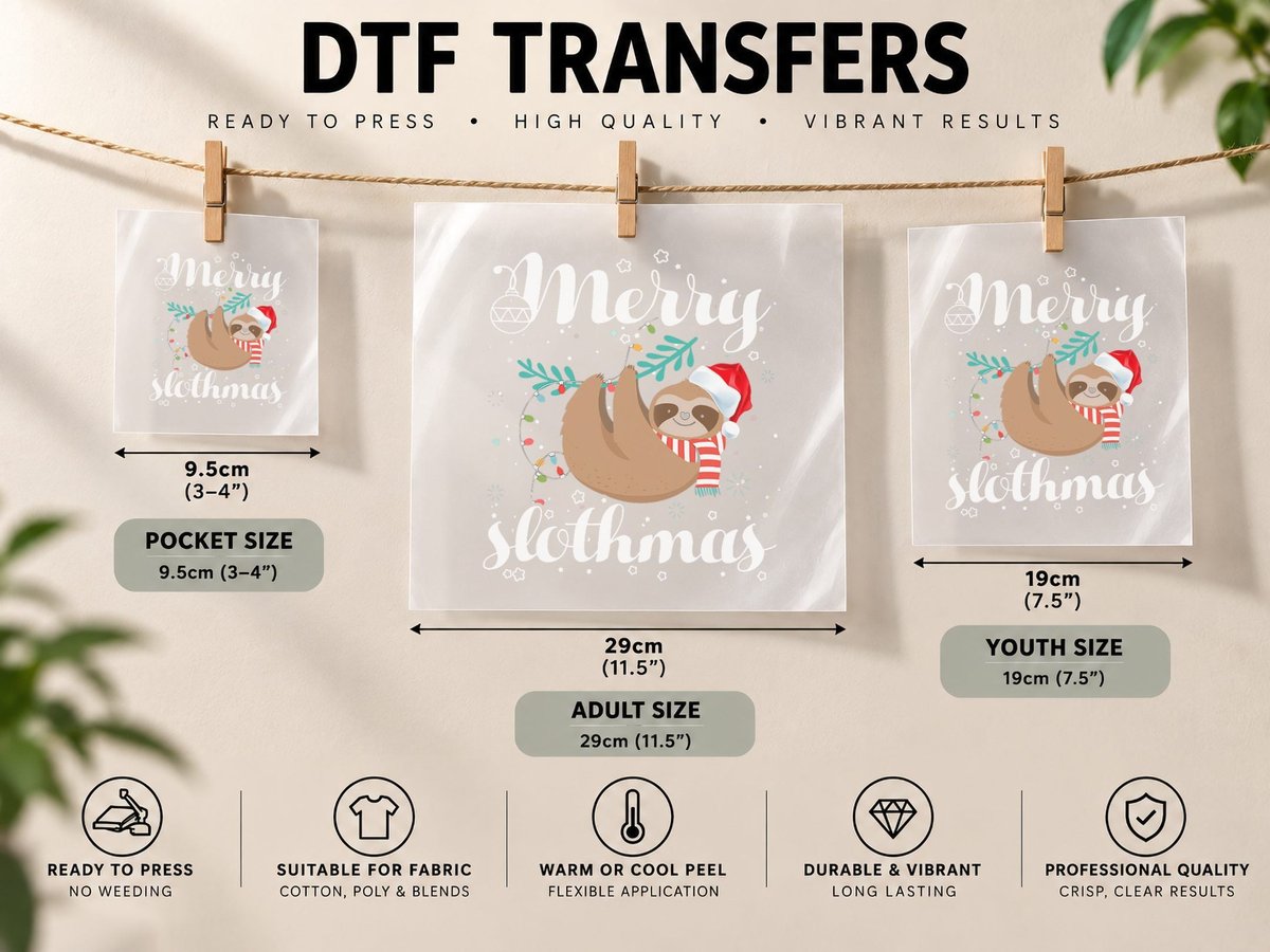 Merry Slothmas Christmas Pajama for Sloth Lovers DTF Transfer Iron On