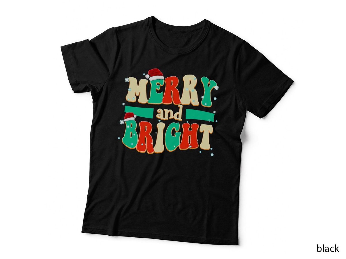 Merry and Bright Christmas Quotes Vintage Color T-Shirt