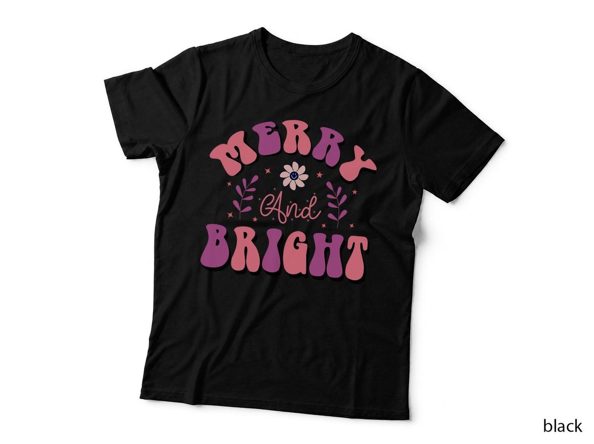 Merry and Bright Vintage Retro Christmas Women T-Shirt