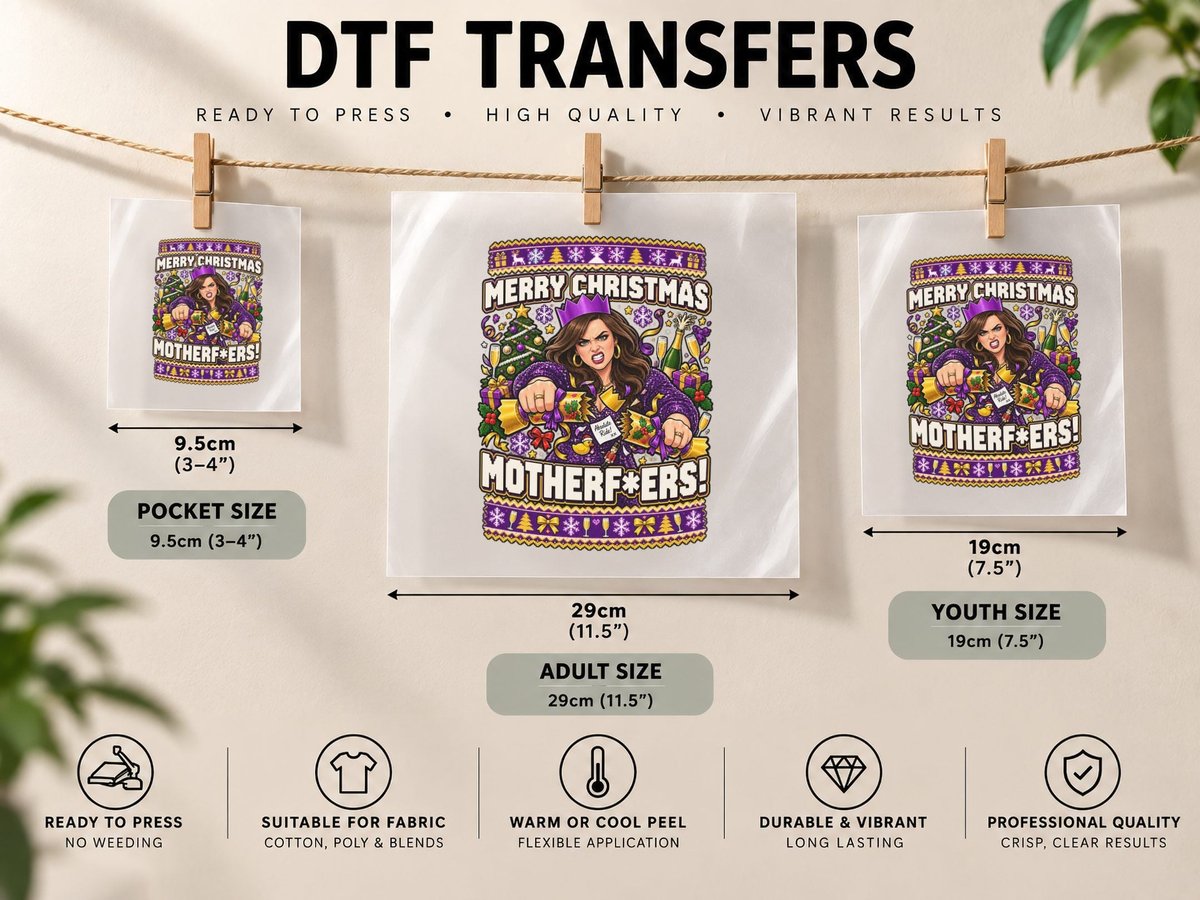 Michelle Mallon Christmas Derry Girls Motherfers Cracker DTF Transfer Iron On
