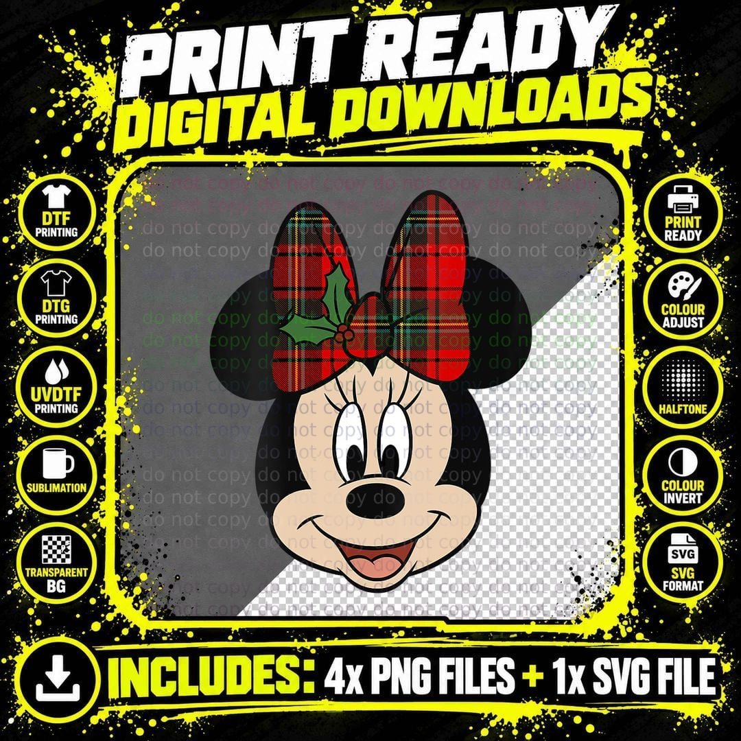 Minnie Mouse Christmas Bow, Seasonal T-Shirt Png SVG Digital Bundle