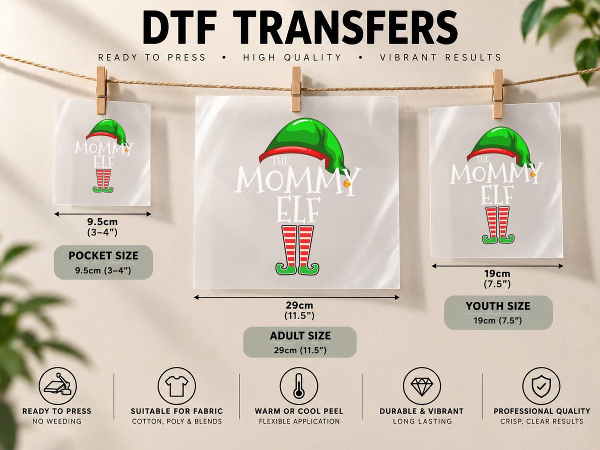 Mommy Elf Family Matching Group Christmas Gift Mom Women DTF Transfer Iron On