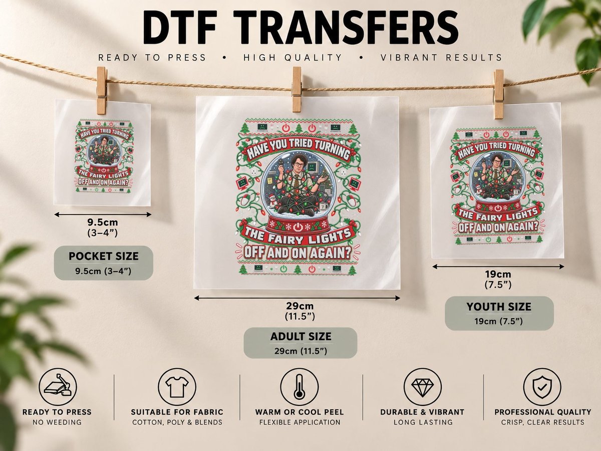Moss Christmas IT Crowd Turn It off and on Again British DTF Transfer Iron On