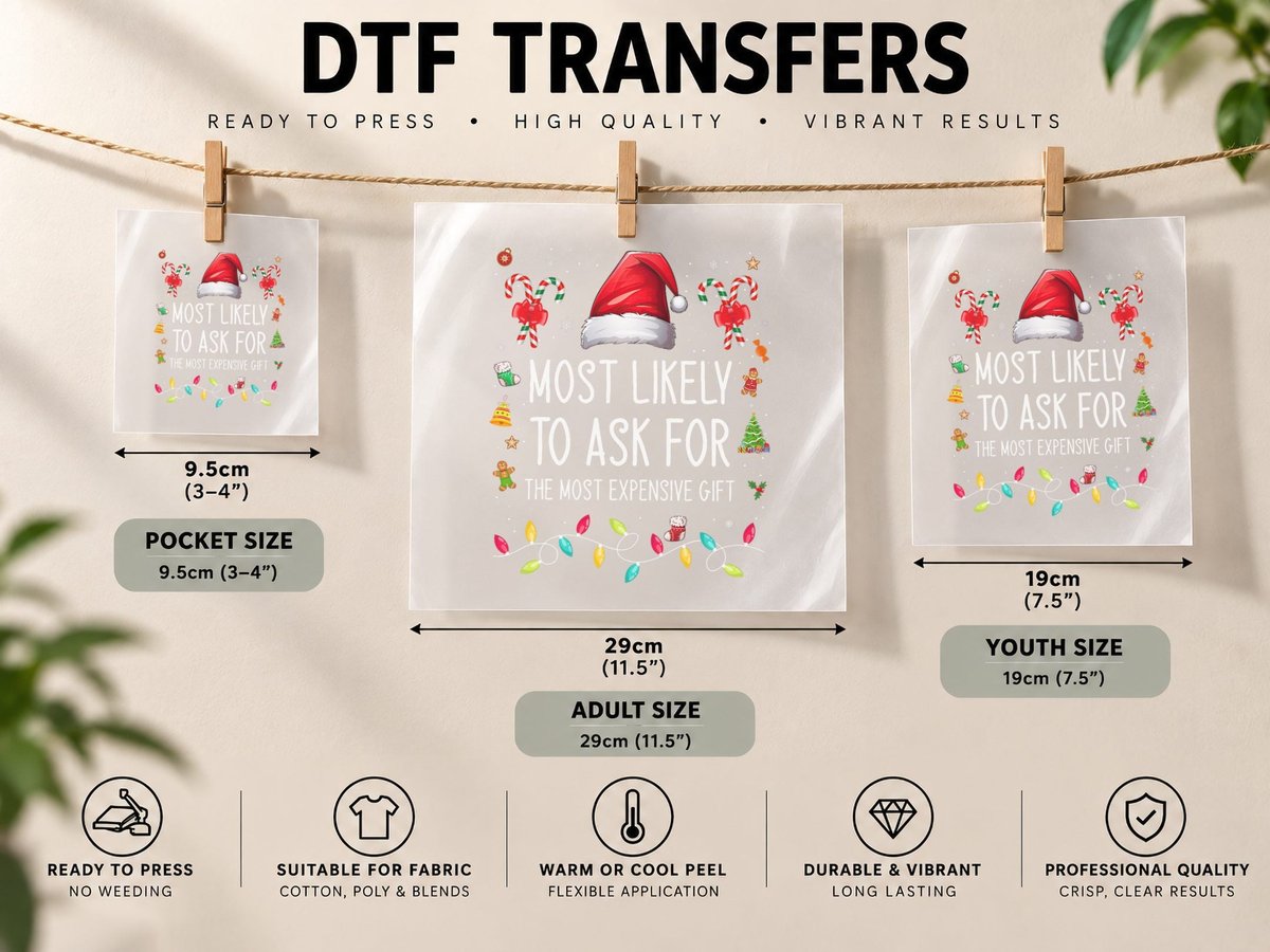 Most Likely to Ask for the Most Expensive Xmas DTF Transfer Iron On
