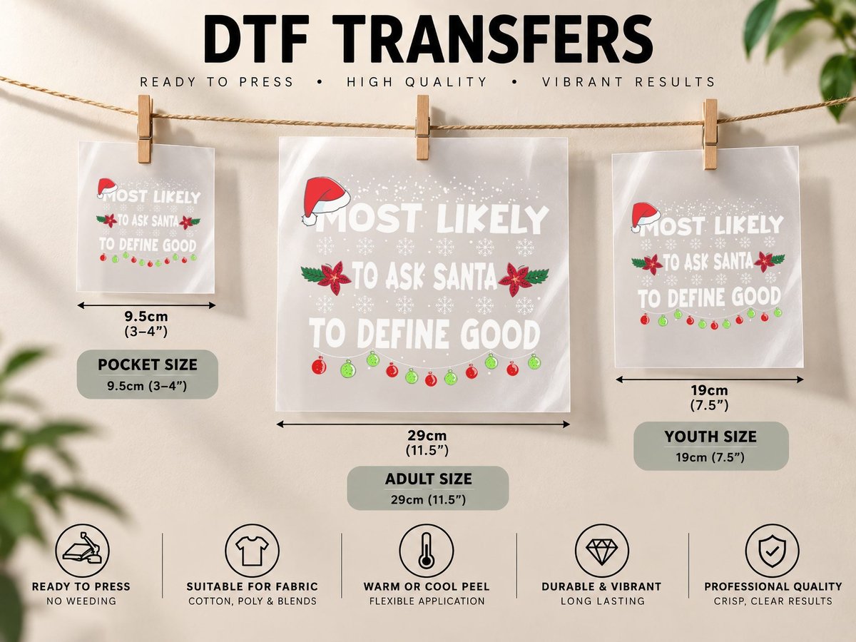 Most Likely to Christmas Ask Santa to Define Good Family DTF Transfer Iron On
