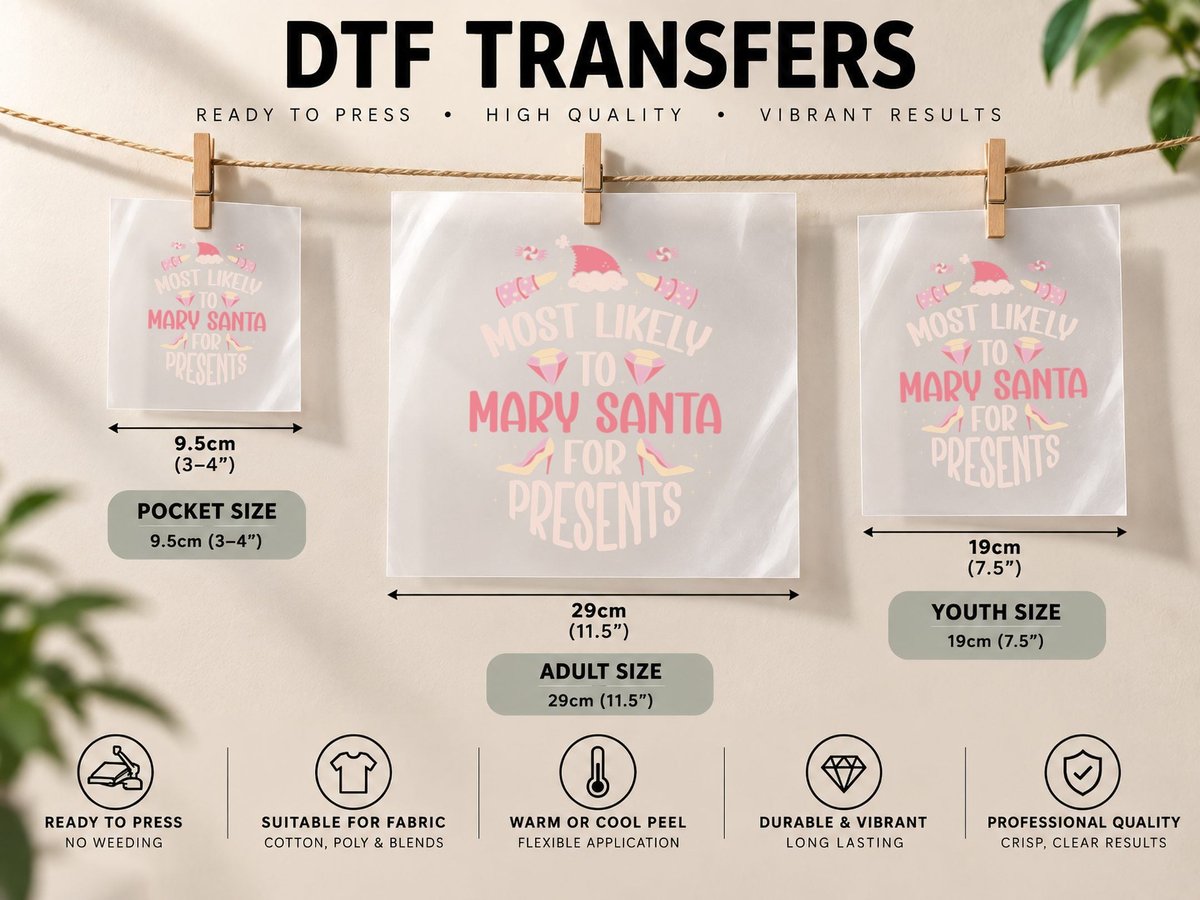 Most Likely to Mary Santa for Presents - Funny Christmas DTF Transfer Iron On