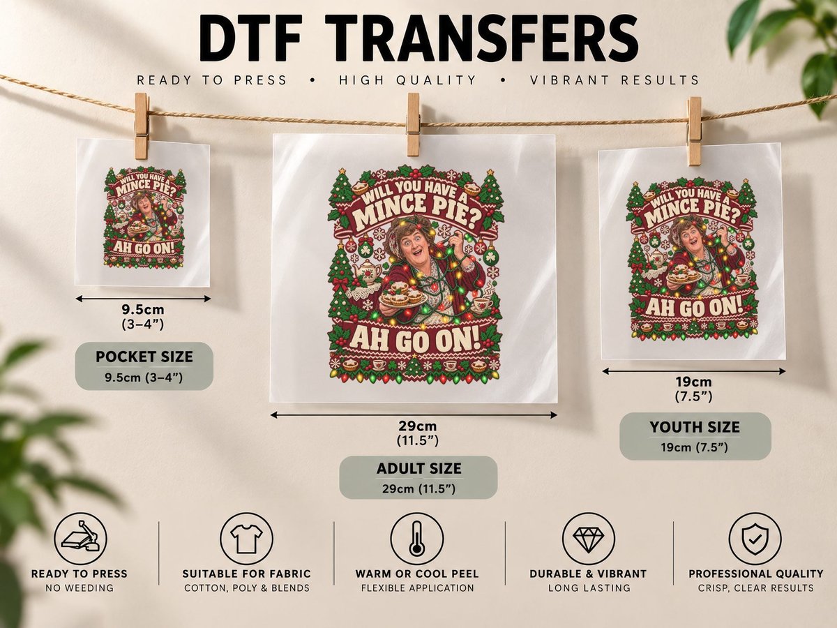 Mrs Brown Christmas Mince Pie Ah Go on Irish Comedy TV DTF Transfer Iron On