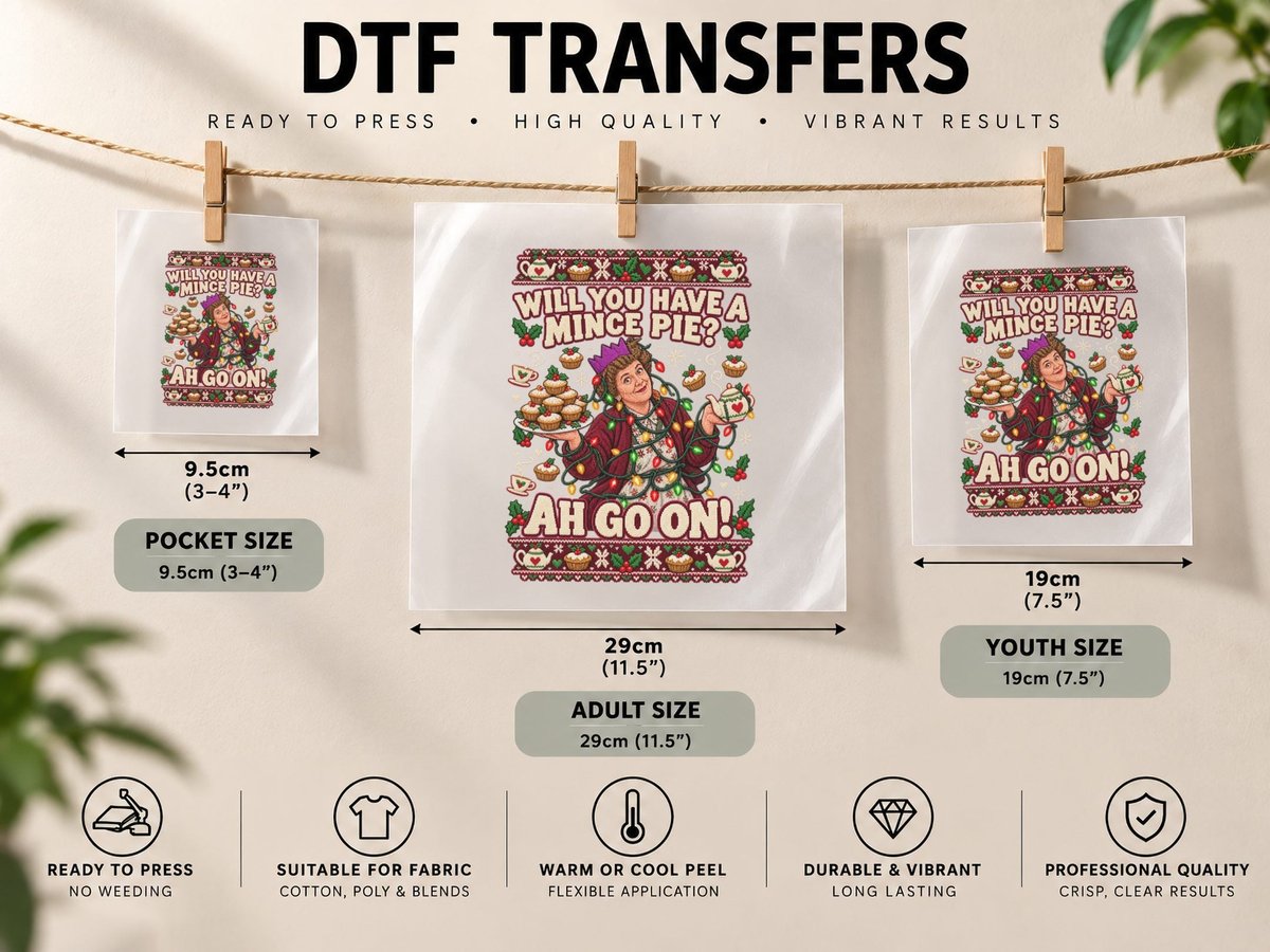 Mrs Doyle Christmas Father Ted Funny Irish TV Quote Ugly DTF Transfer Iron On