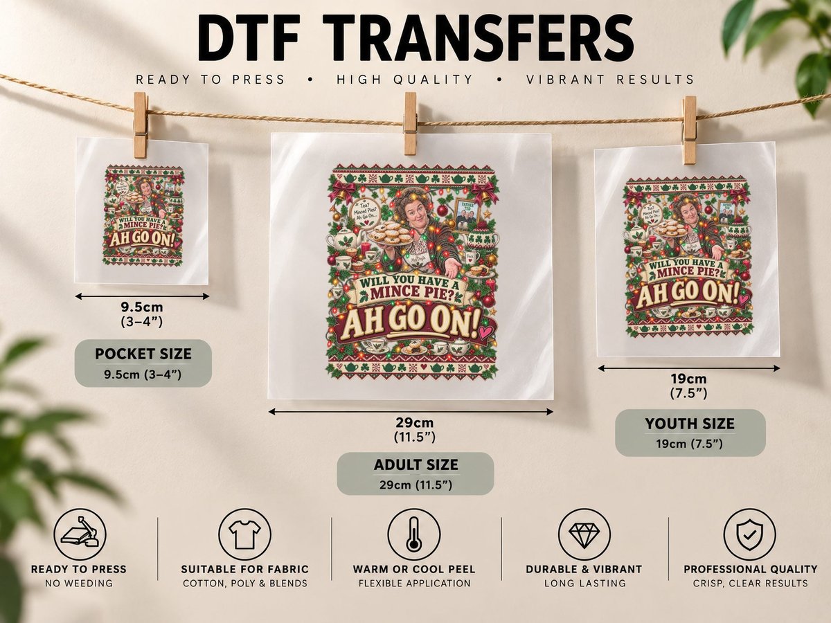 Mrs Doyle Christmas Father Ted Irish Comedy Mince Pie DTF Transfer Iron On
