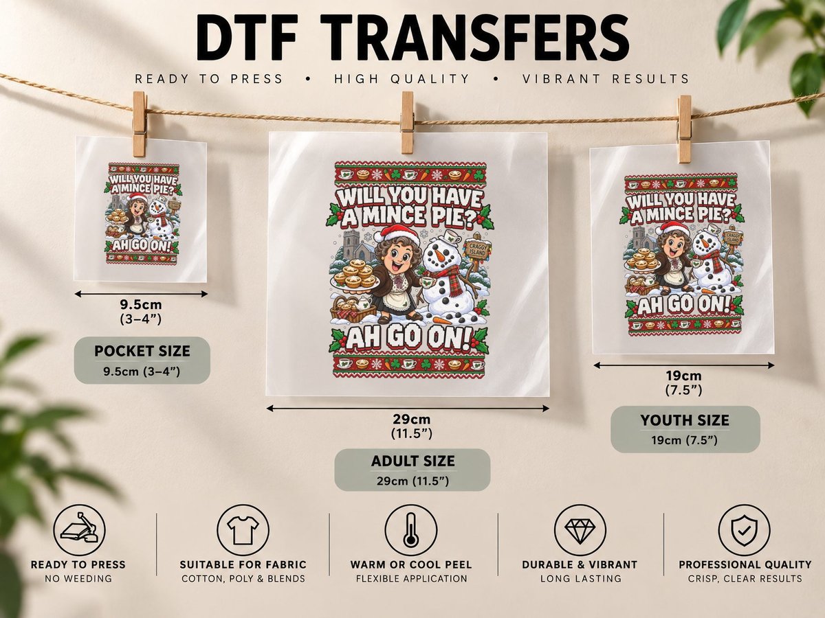 Mrs Doyle Christmas Father Ted Irish Comedy Mince Pie Ugly DTF Transfer Iron On
