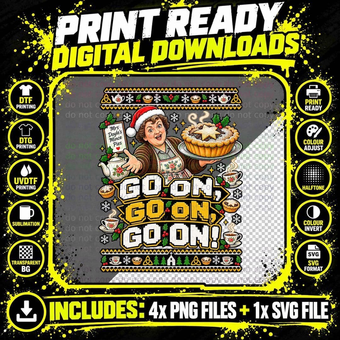 Mrs Doyle Christmas Jumper Father Ted Irish Comedy Mince Png SVG Digital Bundle