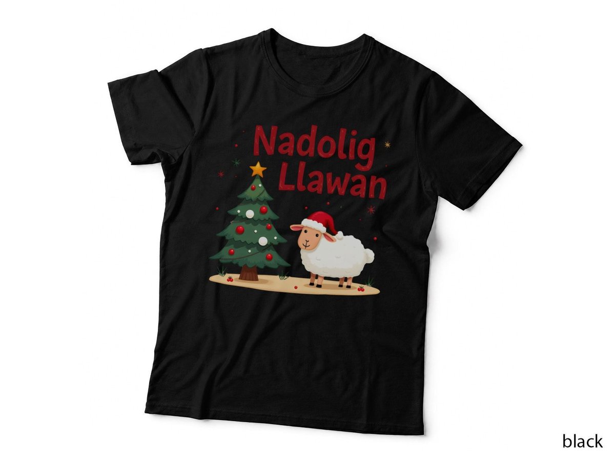 Nadolig Llawen Welsh Sheep Christmas Tree Cute Holiday Gift Wales T-Shirt