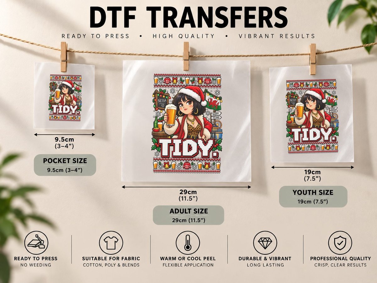Nessa Christmas Gavin and Stacey Tidy Ugly Welsh TV Comedy DTF Transfer Iron On