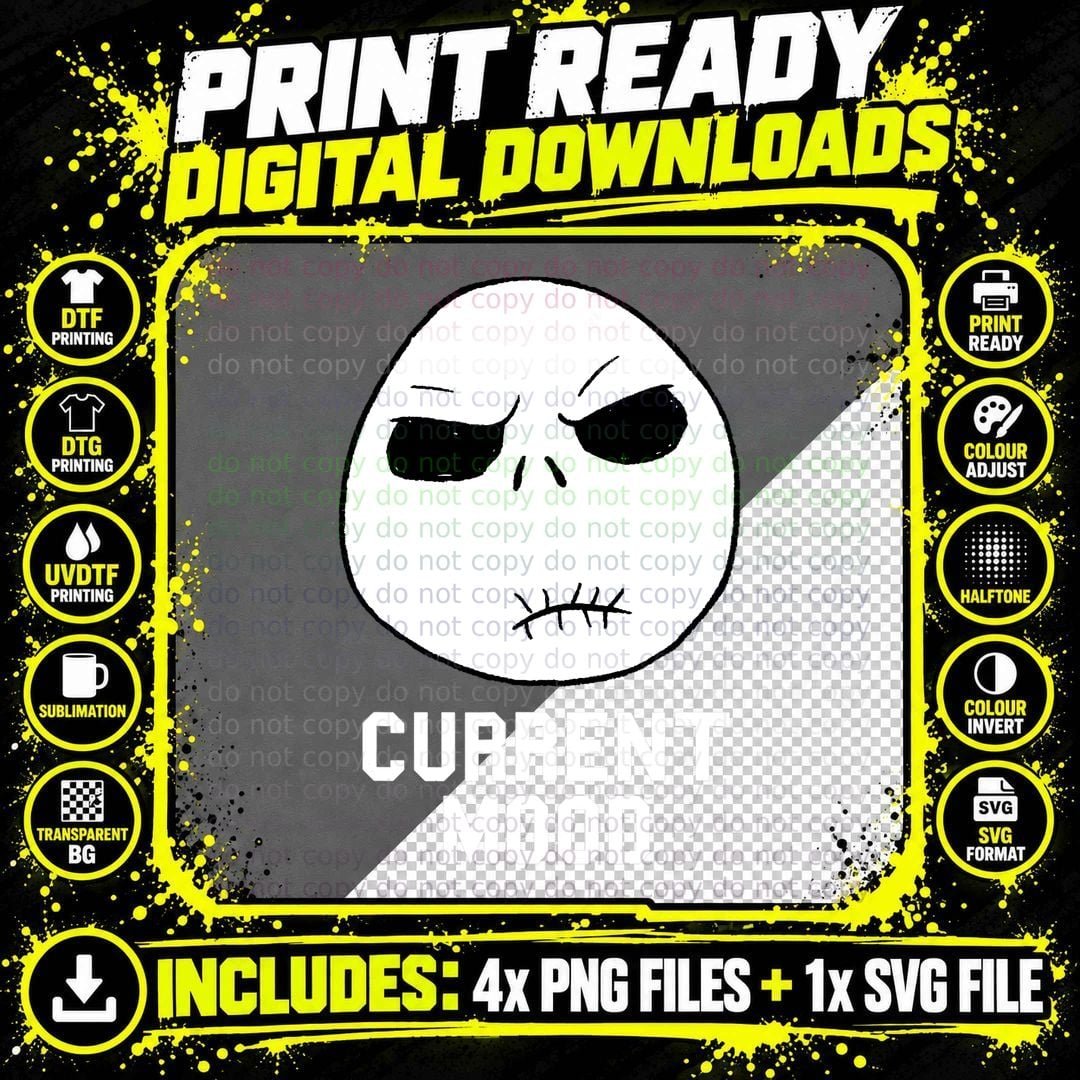 Nightmare Before Christmas Current Mood T-Shirt Png SVG Digital Bundle