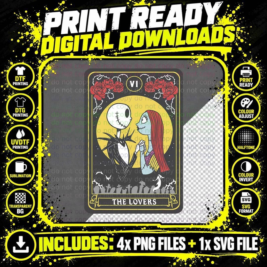 Nightmare Before Christmas Jack & Sally the Lovers Png SVG Digital Bundle