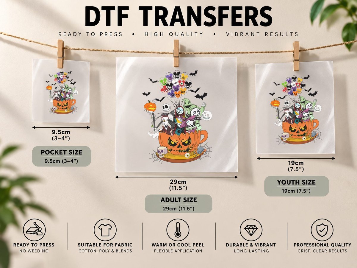 Nightmare Before Christmas, Halloween Horror Theme DTF Transfer Iron On