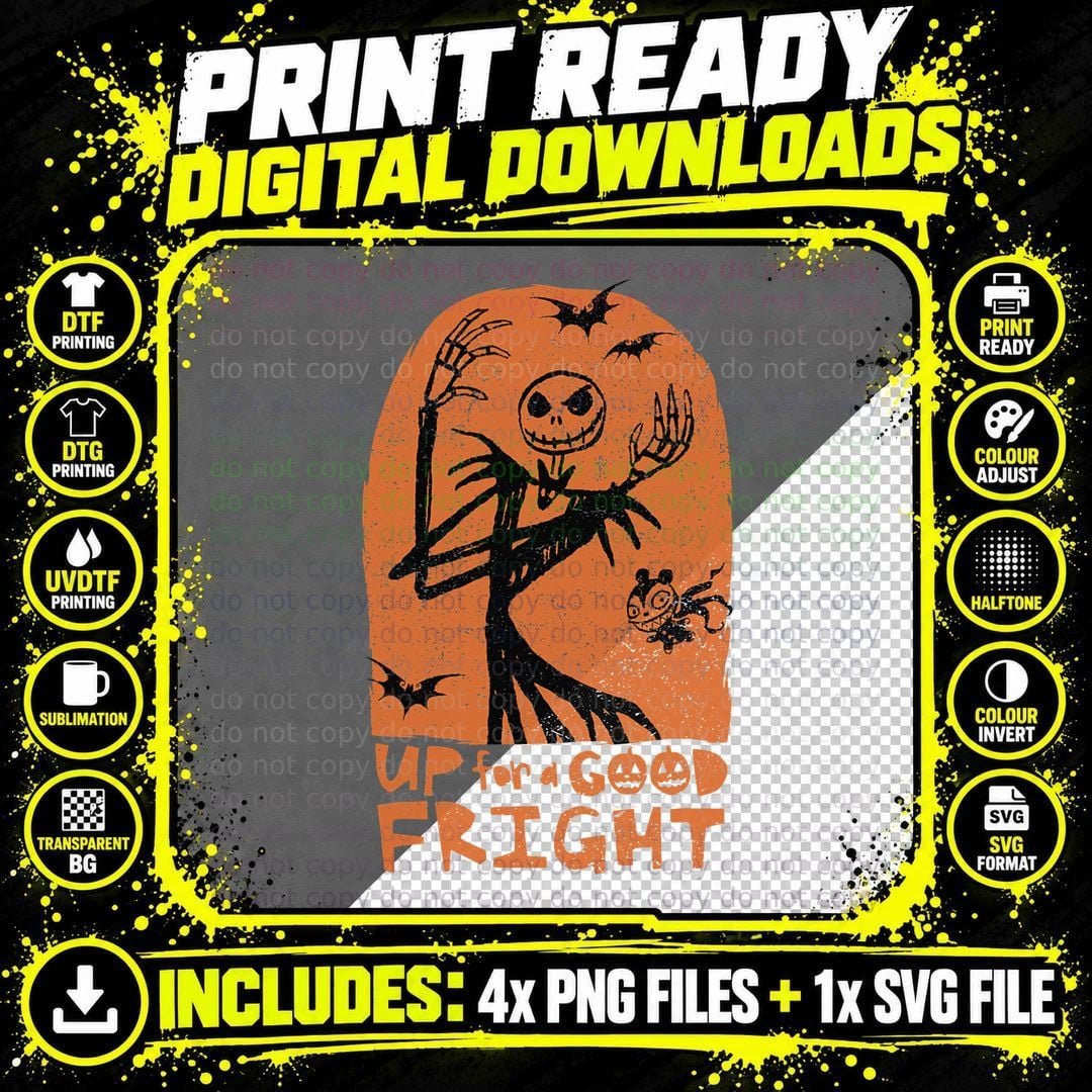 Nightmare Before Christmas up for a Good Fright T-Shirt Png SVG Digital Bundle