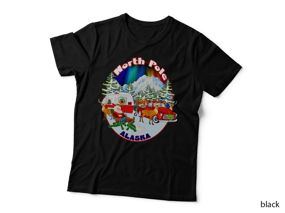 North Pole Alaska Camping Santa Aurora Borealis Souvenir T-Shirt