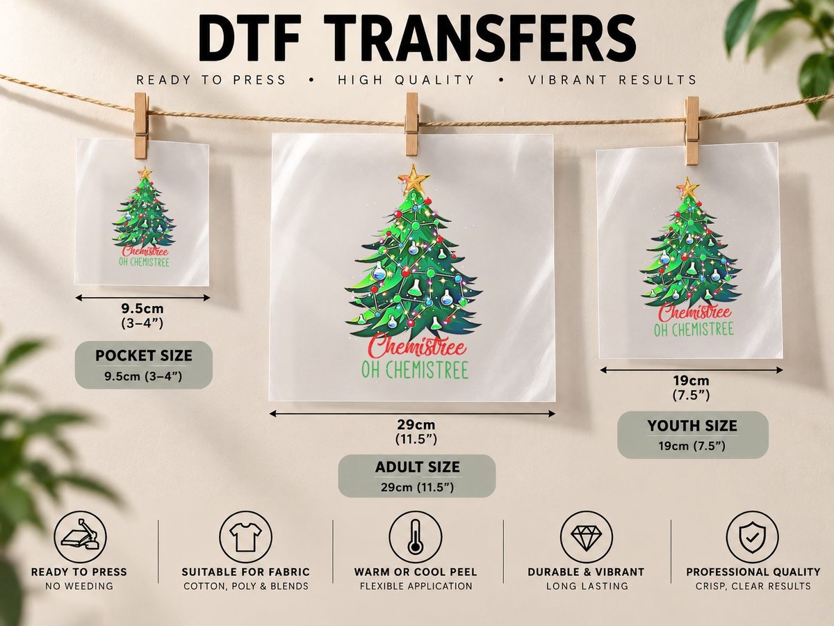 Oh Chemistree Funny Christmas Tree Chemistry Chemist DTF Transfer Iron On
