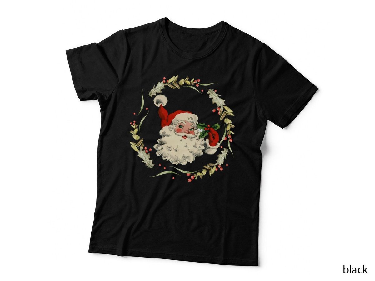 Old Fashioned Santa Claus Face Vintage Christmas Matching T-Shirt