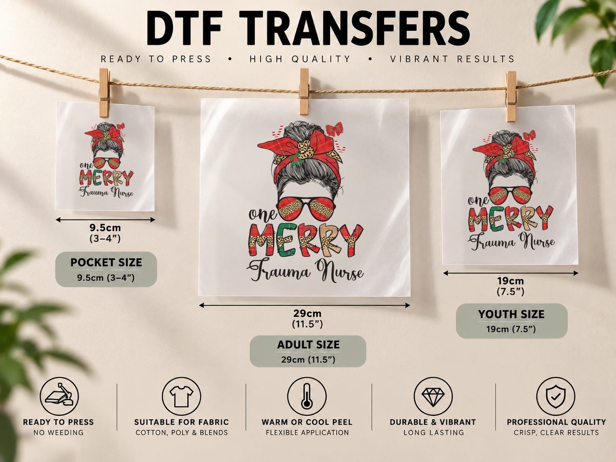 One Merry Trauma Nurse Christmas Trauma Nursing Xmas Party DTF Transfer Iron On