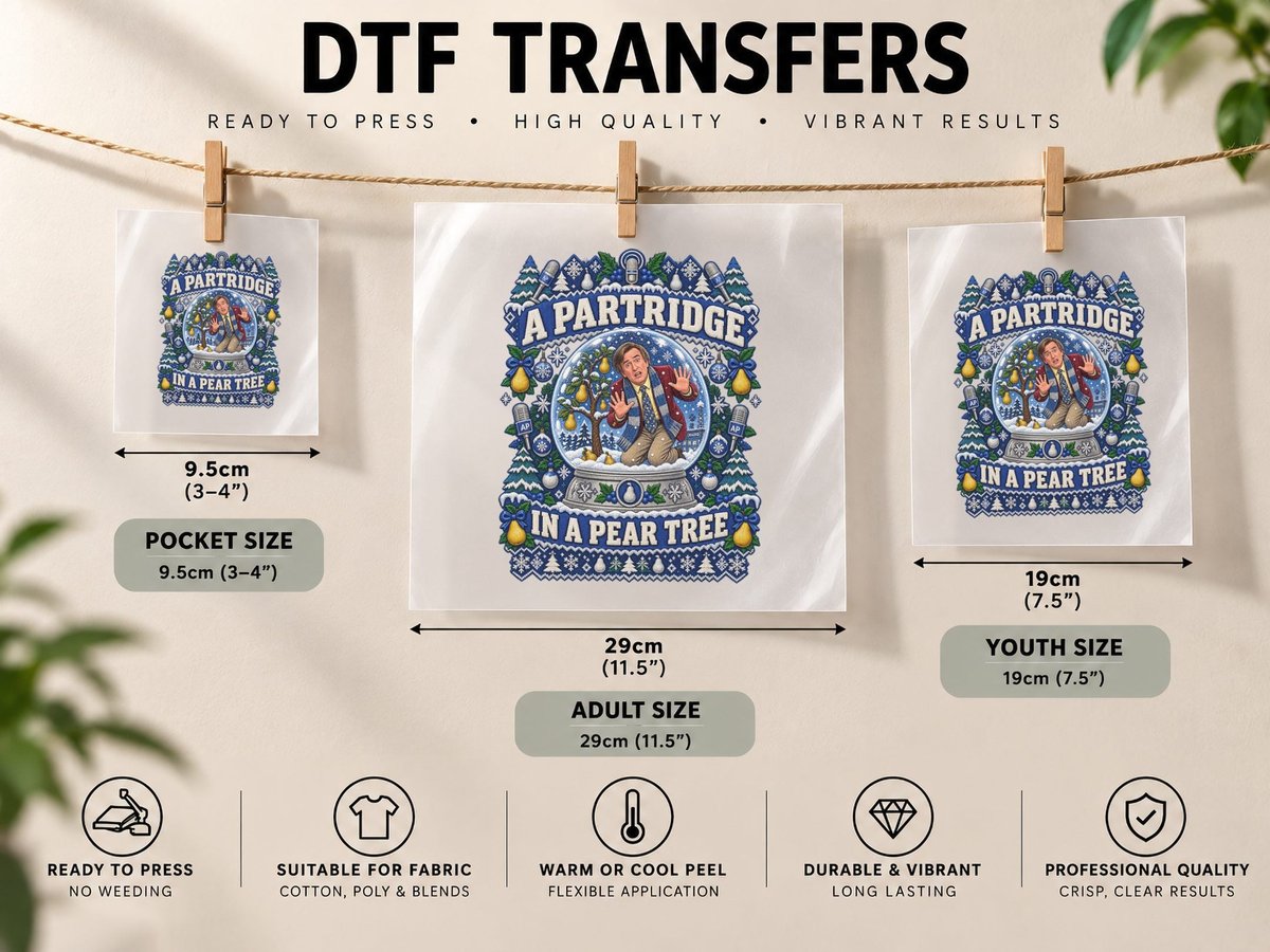 Partridge Christmas a Partridge in a Pear Tree British DTF Transfer Iron On