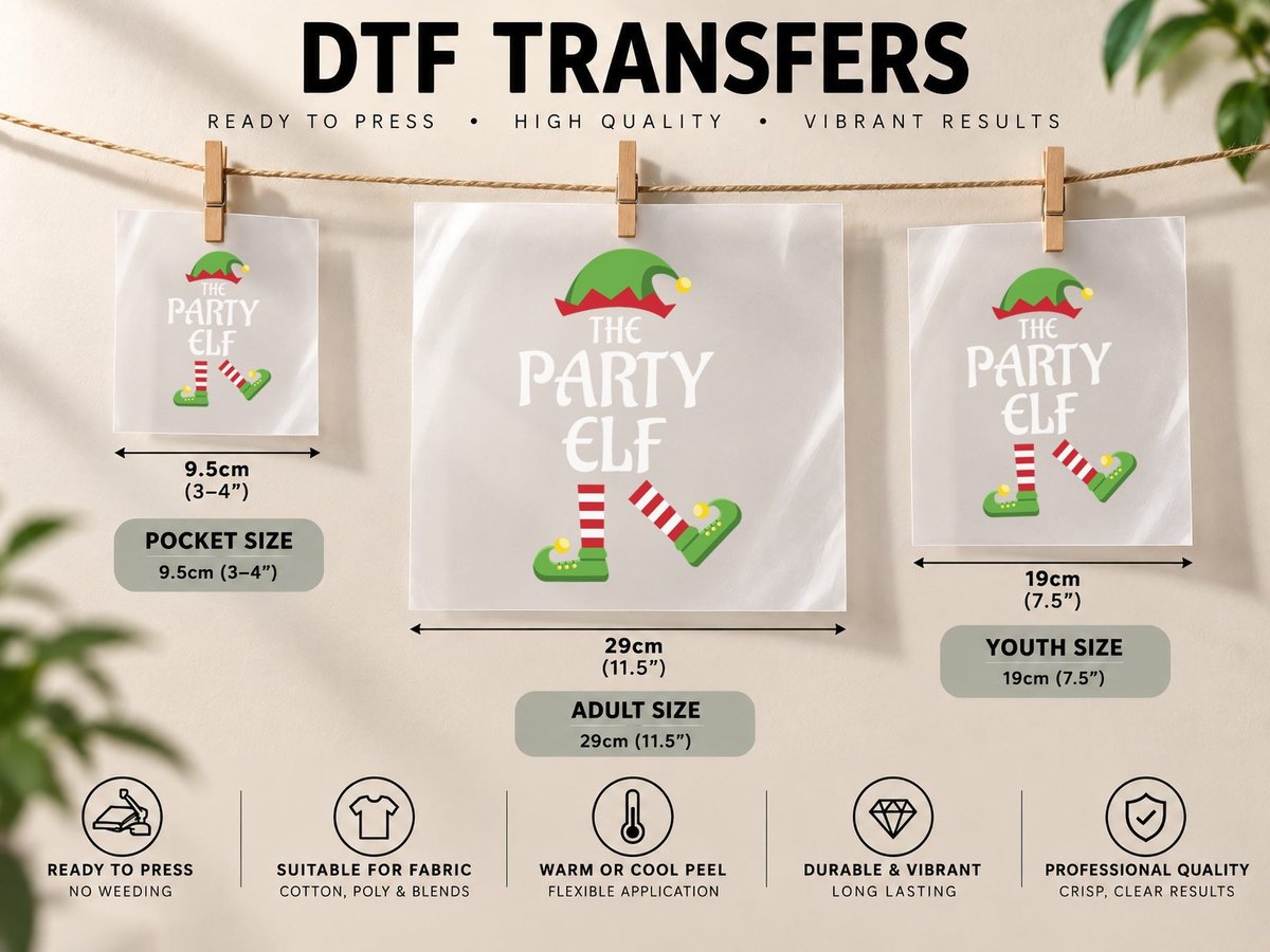 Party Elf Family Matching Group Christmas Dancing DTF Transfer Iron On