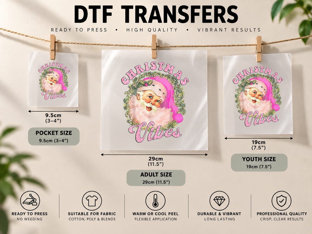 Pink Santa Claus Pink Christmas Ugly Men Women DTF Transfer Iron On