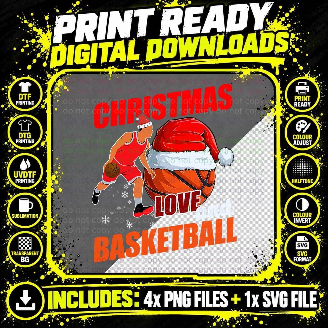 Player Team Club Outfit Christmas, Love and Basketball Png SVG Digital Bundle