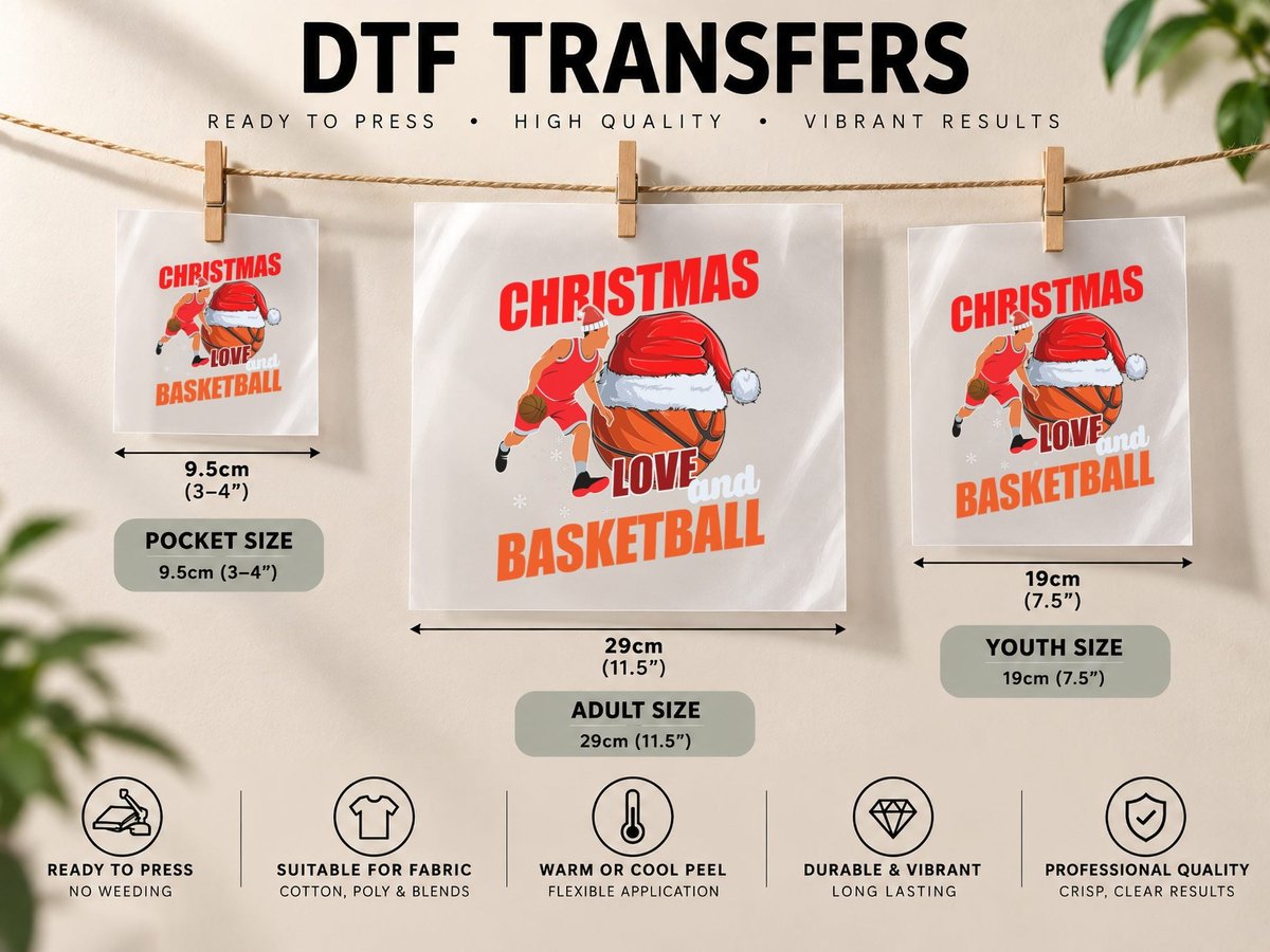 Player Team Club Outfit Christmas, Love and Basketball DTF Transfer Iron On