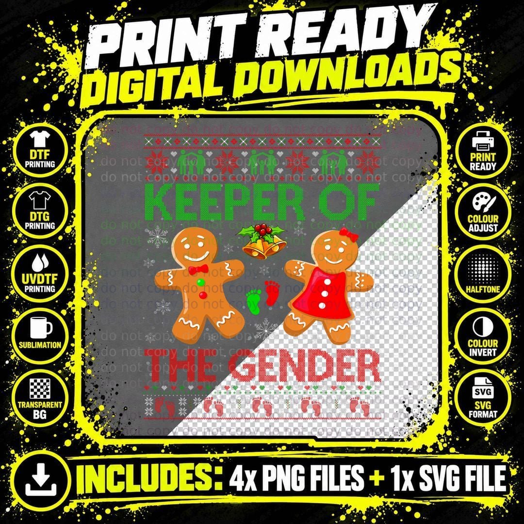 Pregnancy Keeper of the Gender Reveal Baby Ugly Xmas Png SVG Digital Bundle