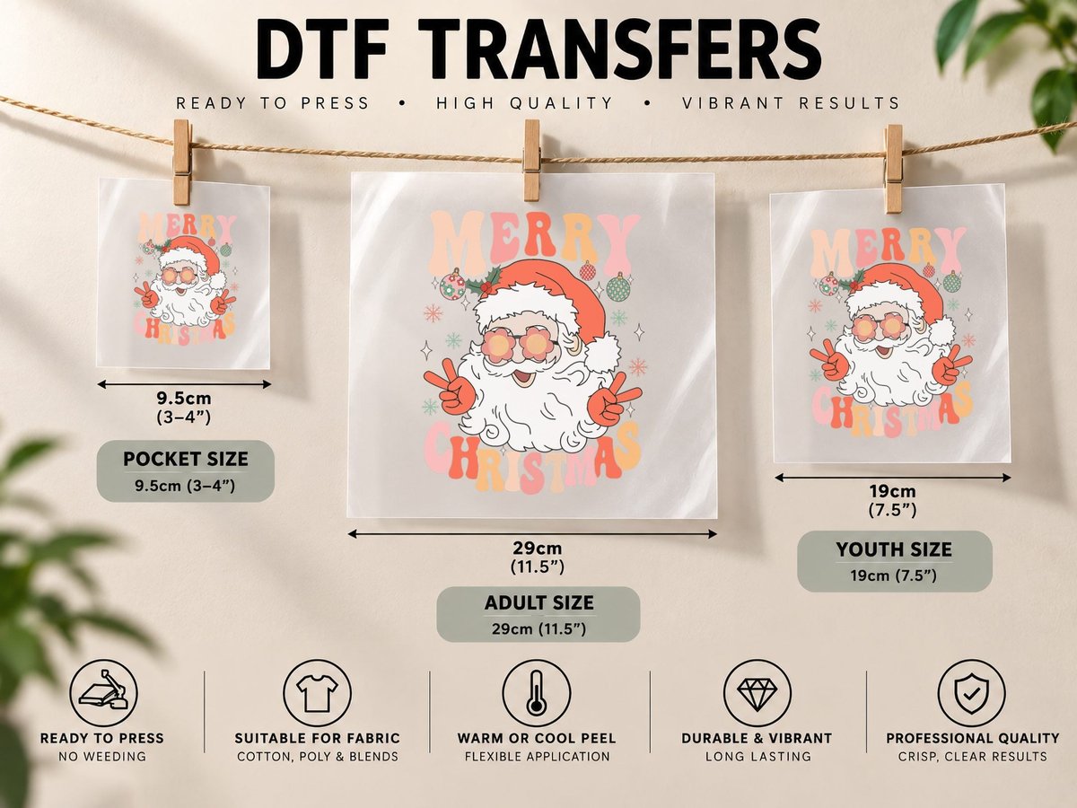 Retro Groovy Merry Christmas Trendy Santa Claus Holiday DTF Transfer Iron On