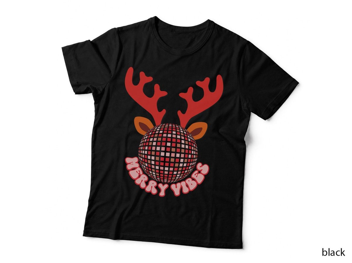 Retro Groovy Merry Vibes 70s Disco Ball Vintage Christmas T-Shirt