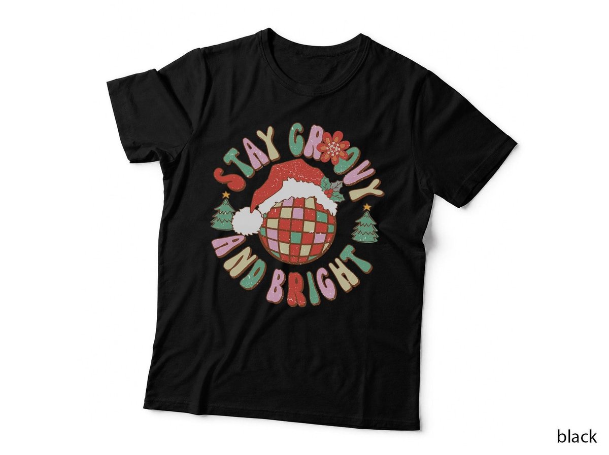 Retro Groovy and Bright 70s Disco Ball Vintage Christmas T-Shirt