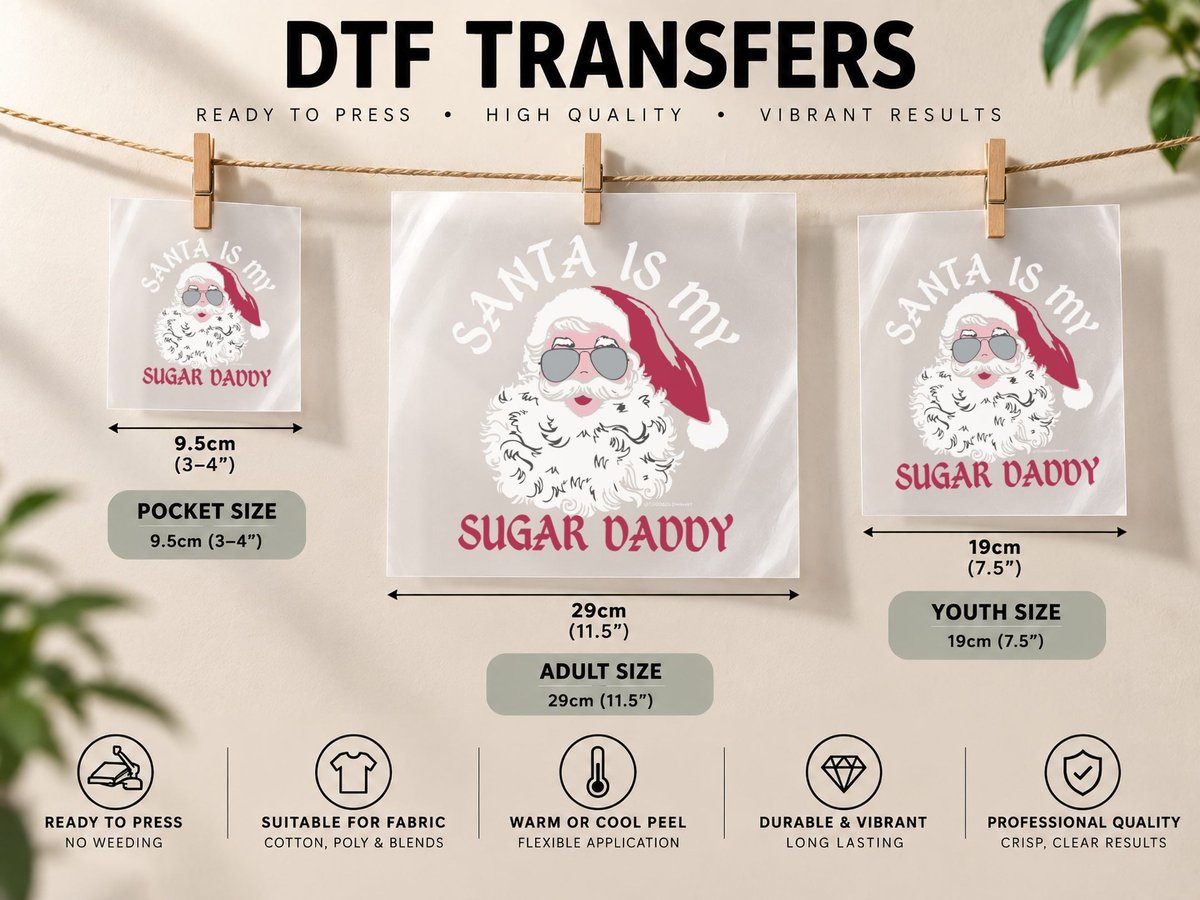 SANTA SUGAR DADDY DTF Transfer Iron On