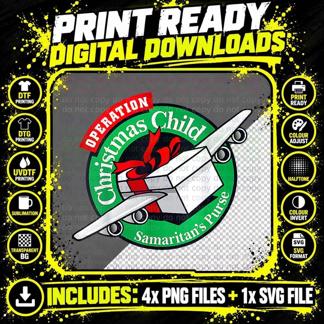 Samaritan's Purse Operation Christmas Child Funny Xmas Png SVG Digital Bundle