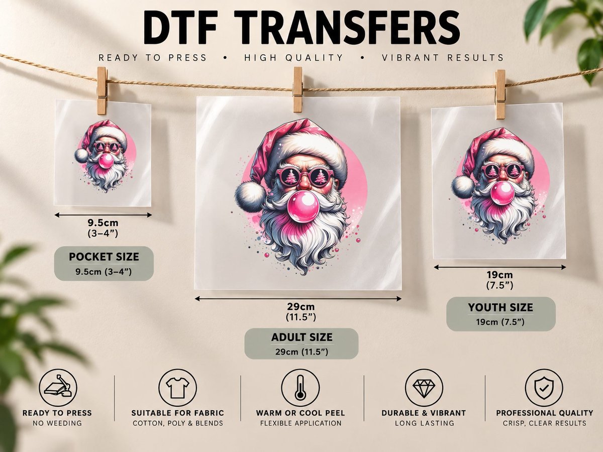 Santa Blowing Bubble, Vintage Retro, Funny, Aesthetic DTF Transfer Iron On