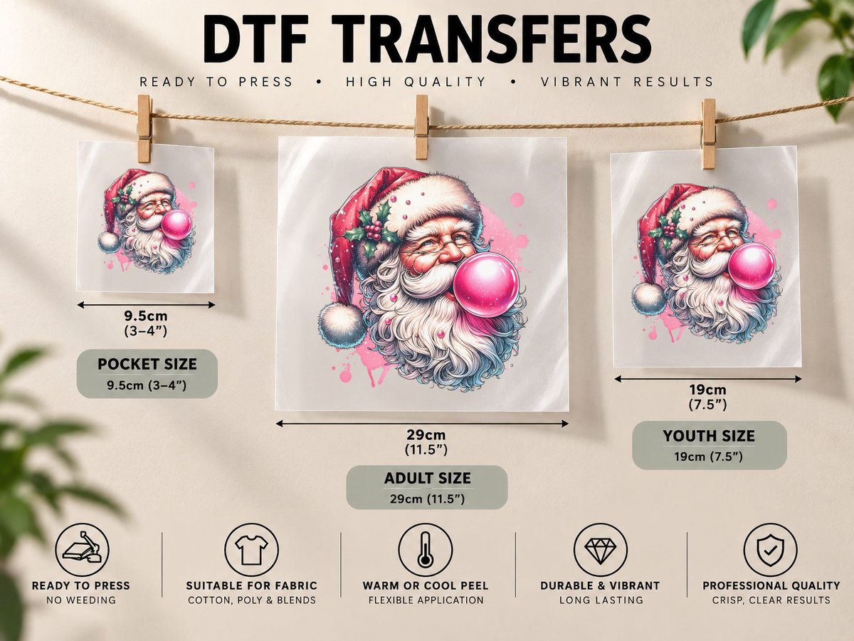 Santa Blowing Bubble, Vintage Retro, Funny, Aesthetic, Gift DTF Transfer Iron On