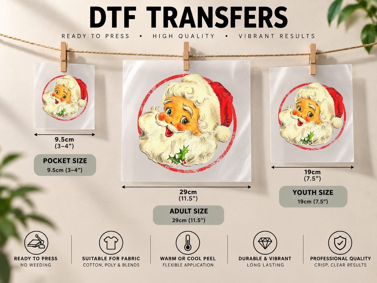 Santa Claus Face, Christmas Gift Graphic DTF Transfer Iron On