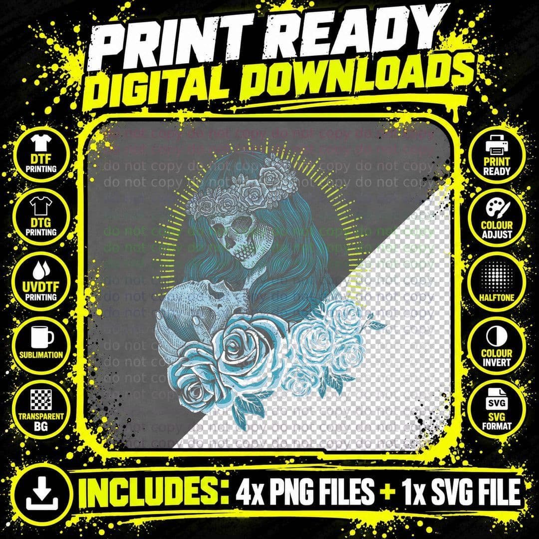 Santa Muerte Female Deity Mexican Dead Satanic Sugar Png SVG Digital Bundle