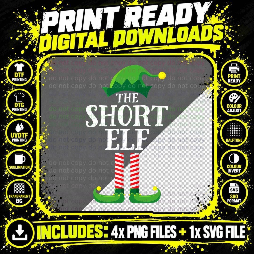 Short Elf Matching Family Group Christmas Party T-Shirt Png SVG Digital Bundle