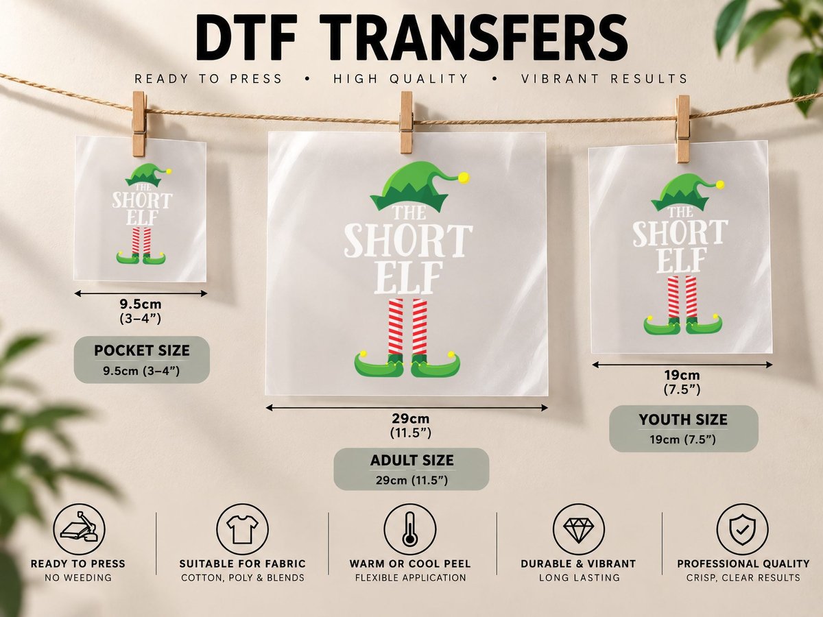 Short Elf Matching Family Group Christmas Party DTF Transfer Iron On