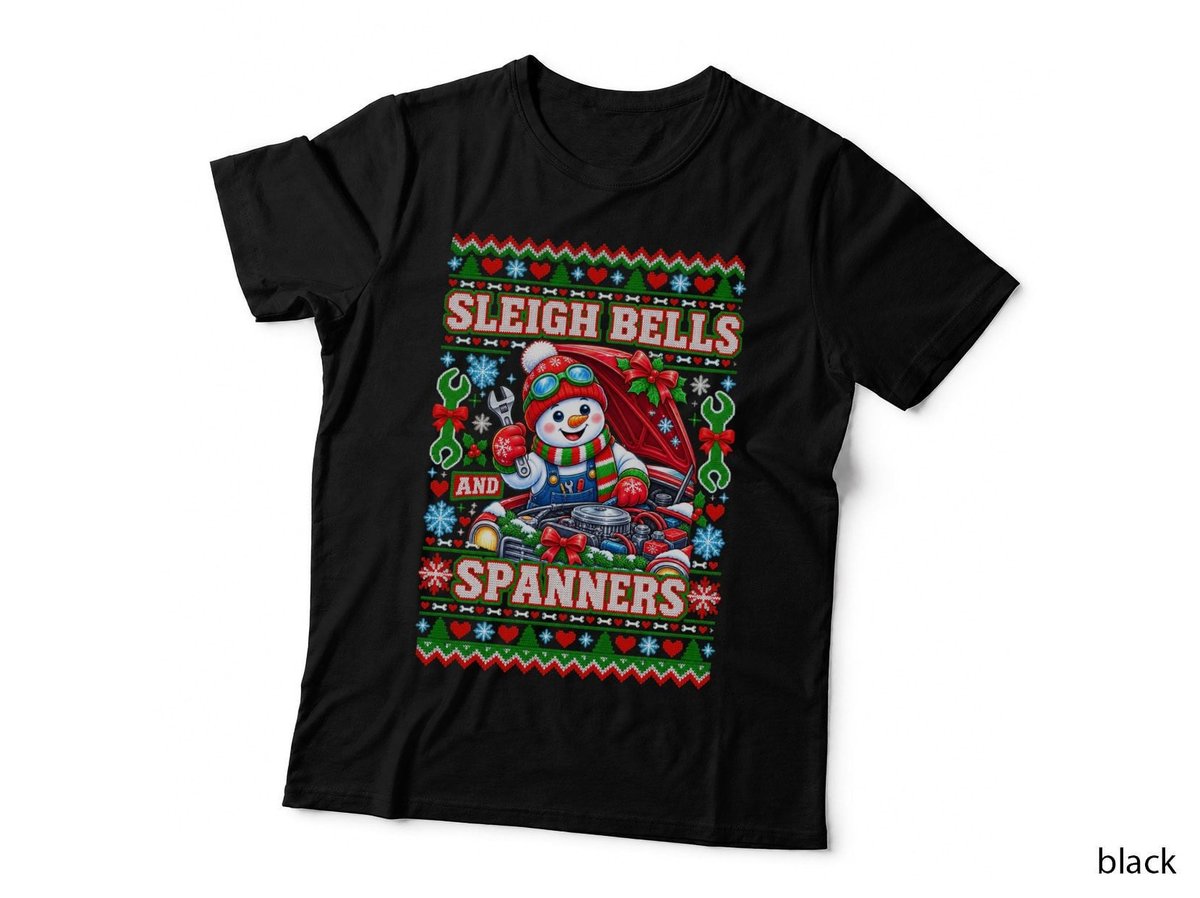 Sleigh Bells and Spanners Mechanic Christmas Shirt Auto Repair Holiday T-Shirt