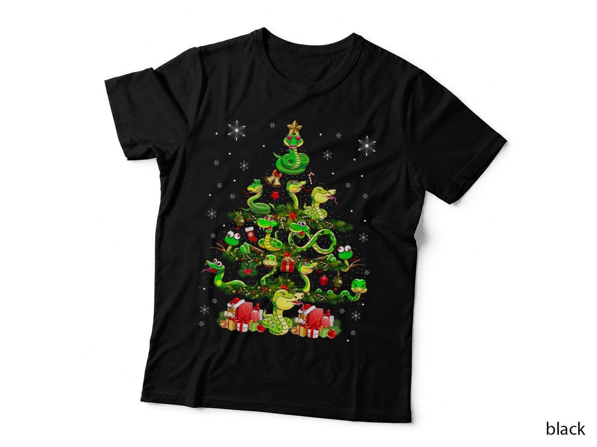 Snake Christmas Tree Cute Christmas Light Santa Snake T-Shirt