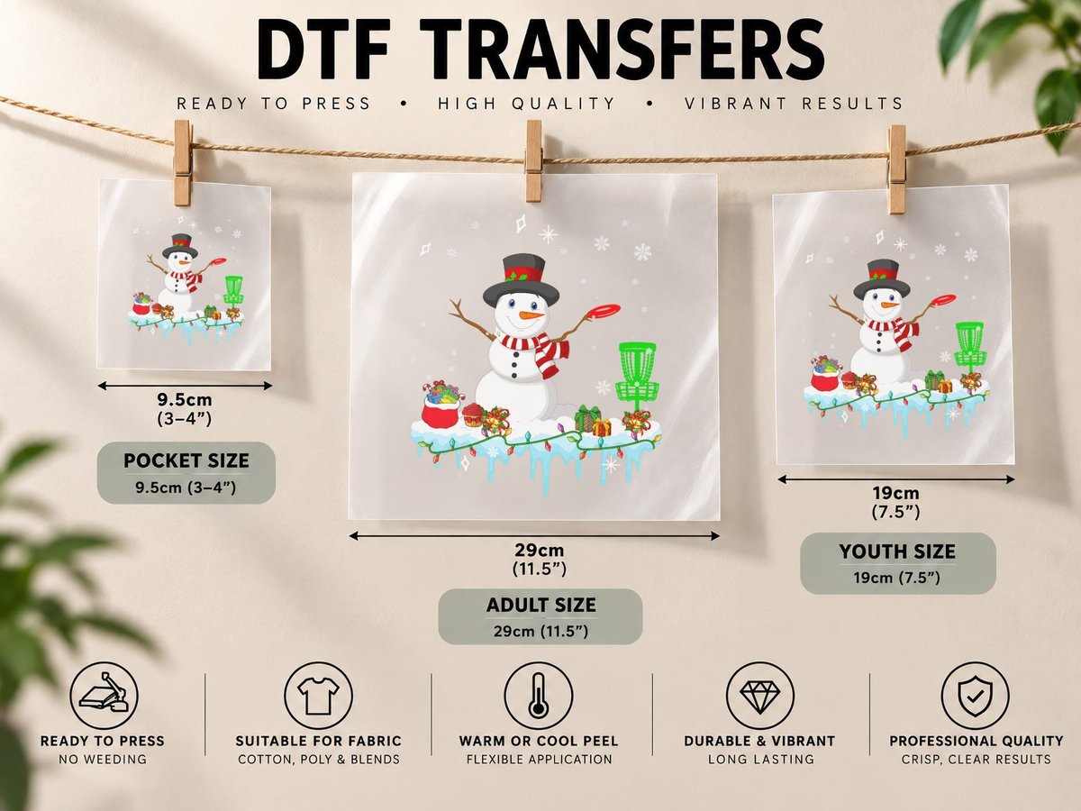 Snowman Playing Disc Golf Christmas Disc Golf Player Lover DTF Transfer Iron On