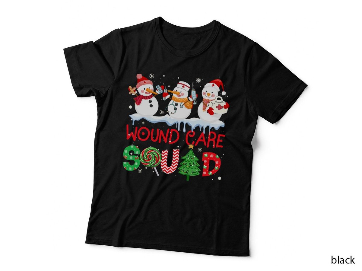 Snowman Wound Care Nurse Squad Christmas Holiday Matching T-Shirt